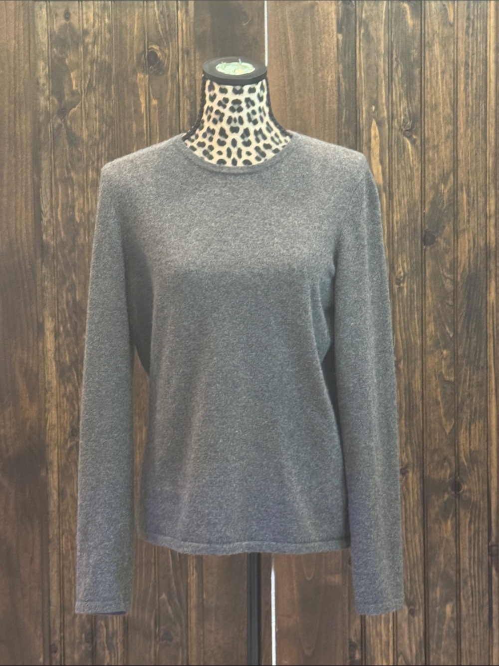Lands' End Women's Heather Gray Cashmere Crewneck Sweater